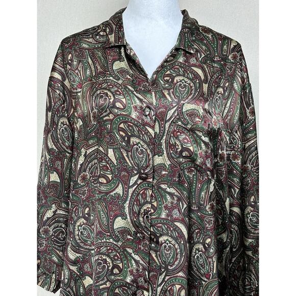 VTG Y2K Victoria's Secret Paisley Button Up Sleep Shirt Night Gown Large - Picture 2 of 15